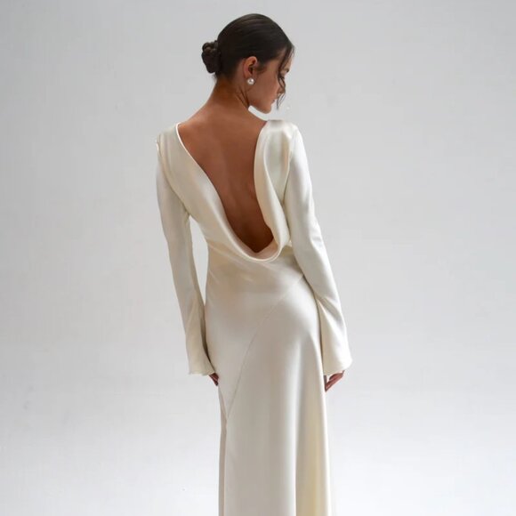 One Addingtion / Olivia Rose the Label Eden Dress in Champagne Satin, XXS - Picture 1 of 5